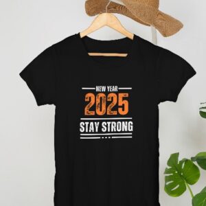 Happy New Year 2025 Black Round Neck T-Shirt